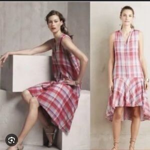 Anthropology Maeve Red Plaid Dropwaist
Sleeveless Midi Dress - Size M